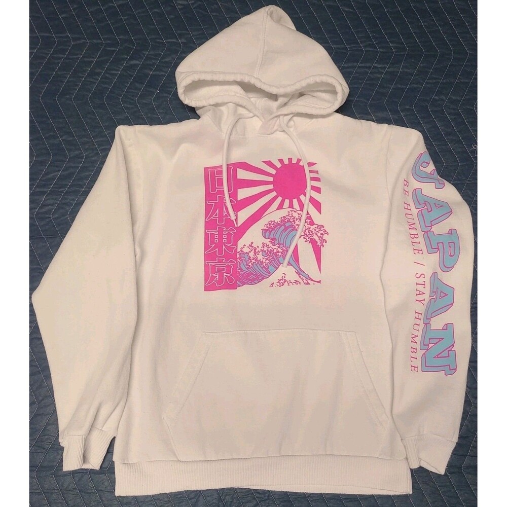 Fresh Laundry Tokyo Japan Ocean Wave Pullover Drawstring Hoodie Small